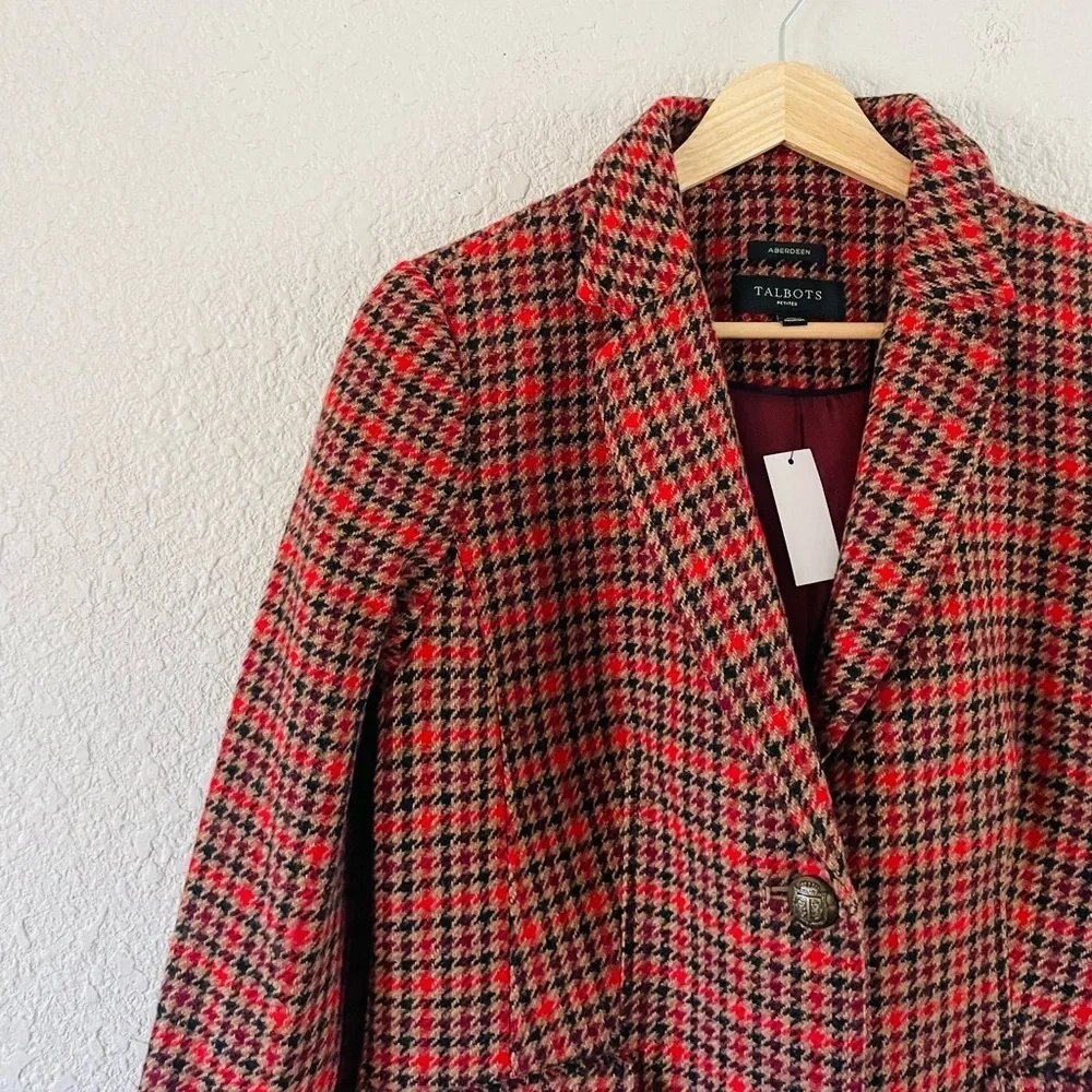 Talbots Petite Herringbone Plaid Velvet Collar Blazer - Picture 11 of 15